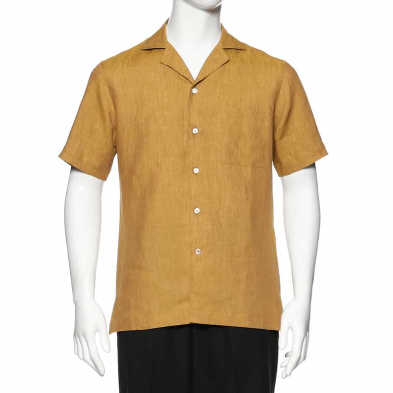 BARNEYS NEW YORK リネン素材オープンカラーシャツ GOLD