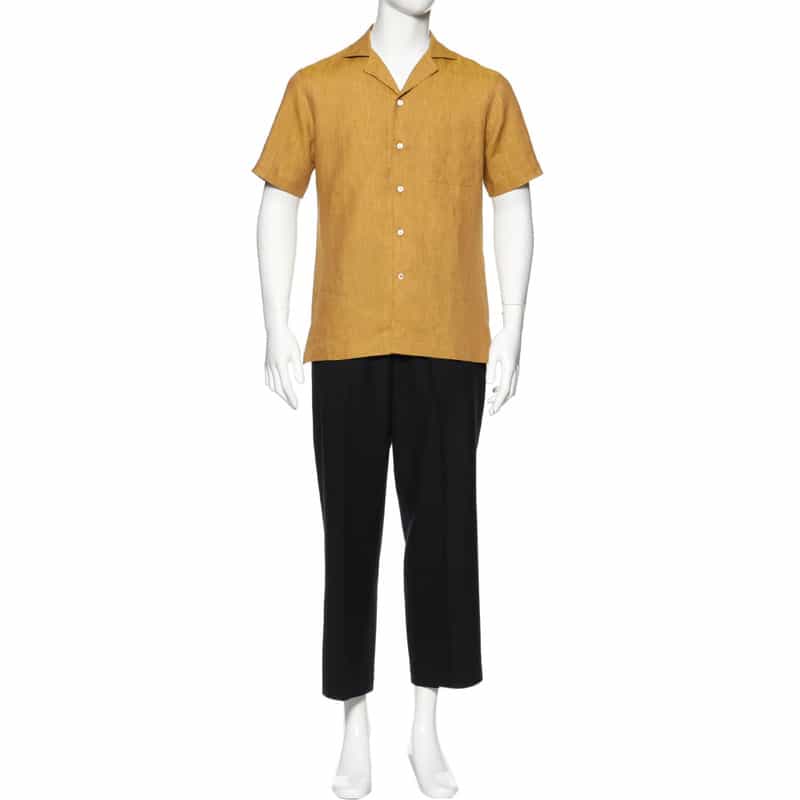 BARNEYS NEW YORK リネン素材オープンカラーシャツ GOLD