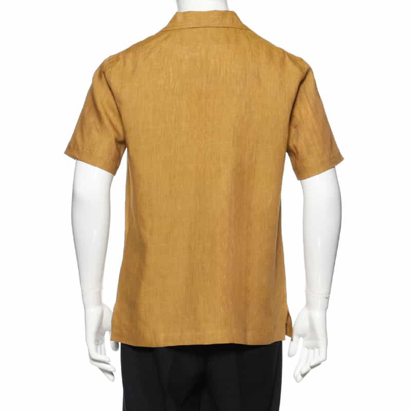 BARNEYS NEW YORK リネン素材オープンカラーシャツ GOLD