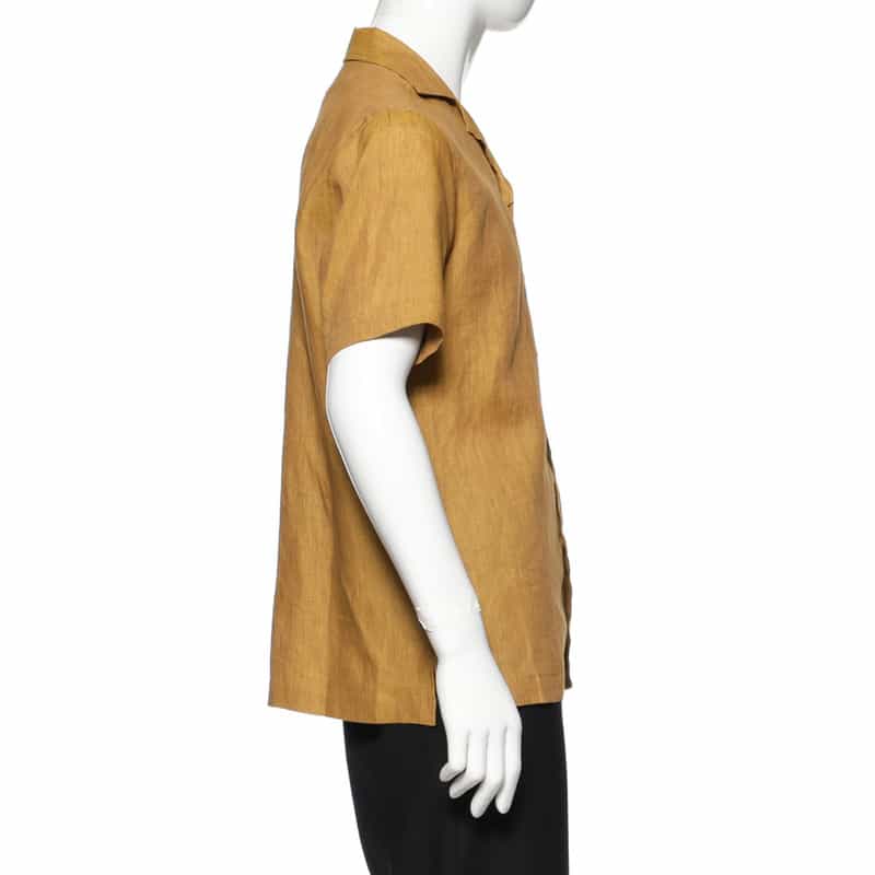 BARNEYS NEW YORK リネン素材オープンカラーシャツ GOLD