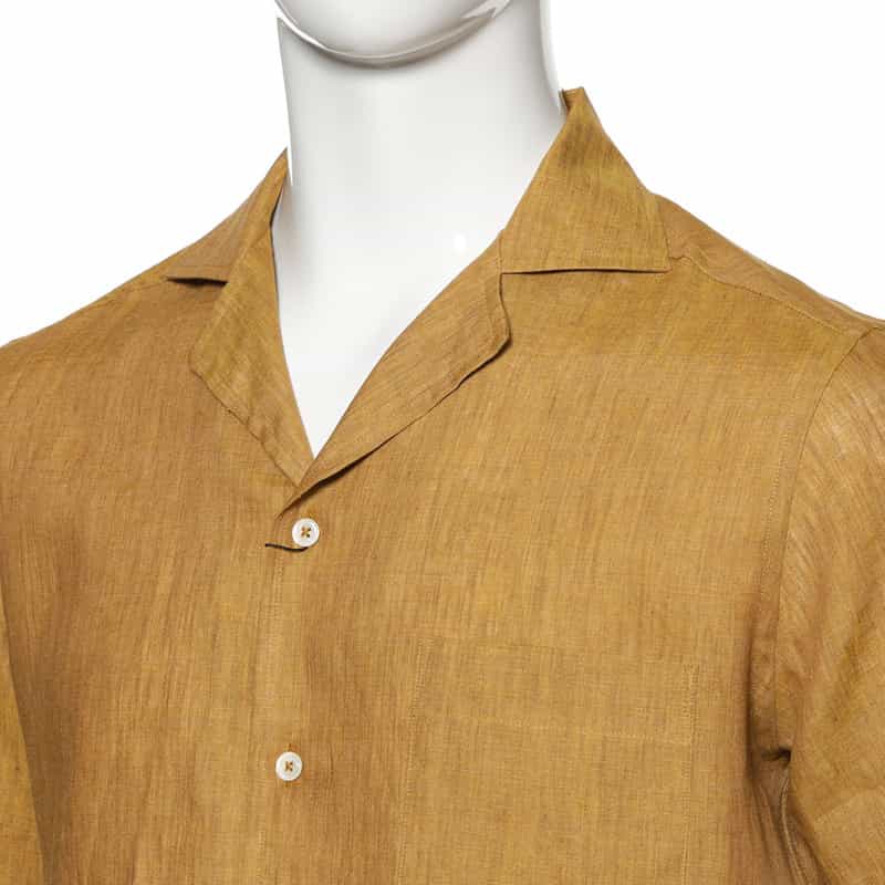 BARNEYS NEW YORK リネン素材オープンカラーシャツ GOLD