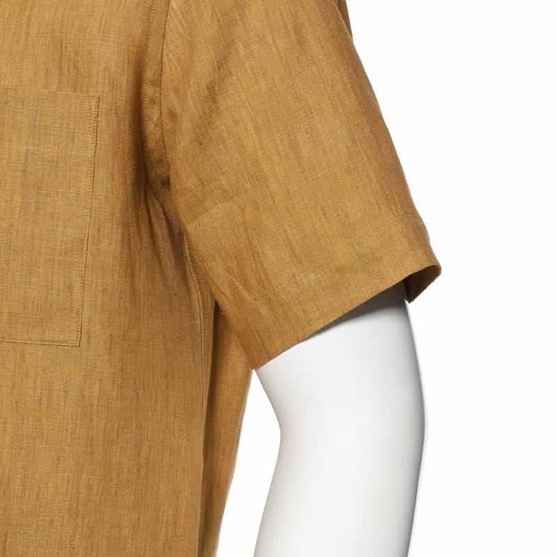 BARNEYS NEW YORK リネン素材オープンカラーシャツ GOLD