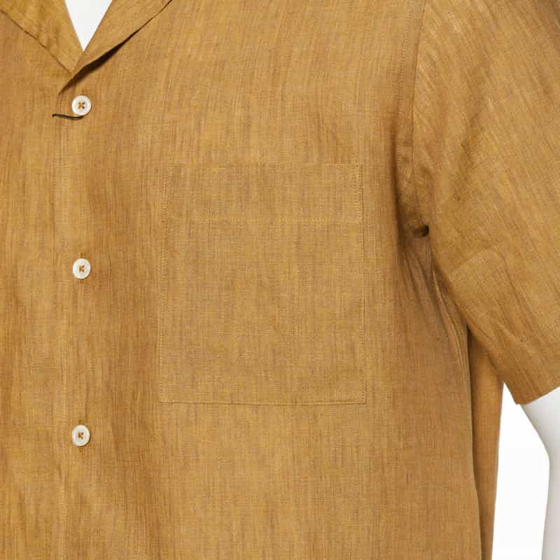 BARNEYS NEW YORK リネン素材オープンカラーシャツ GOLD