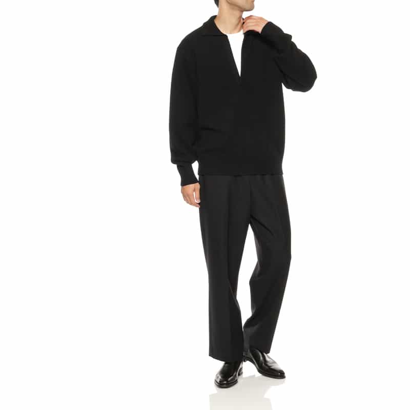 SSSTEIN SSSTEIN＜シュタイン＞ ウール素材スキッパーニットプルオーバー BLACK