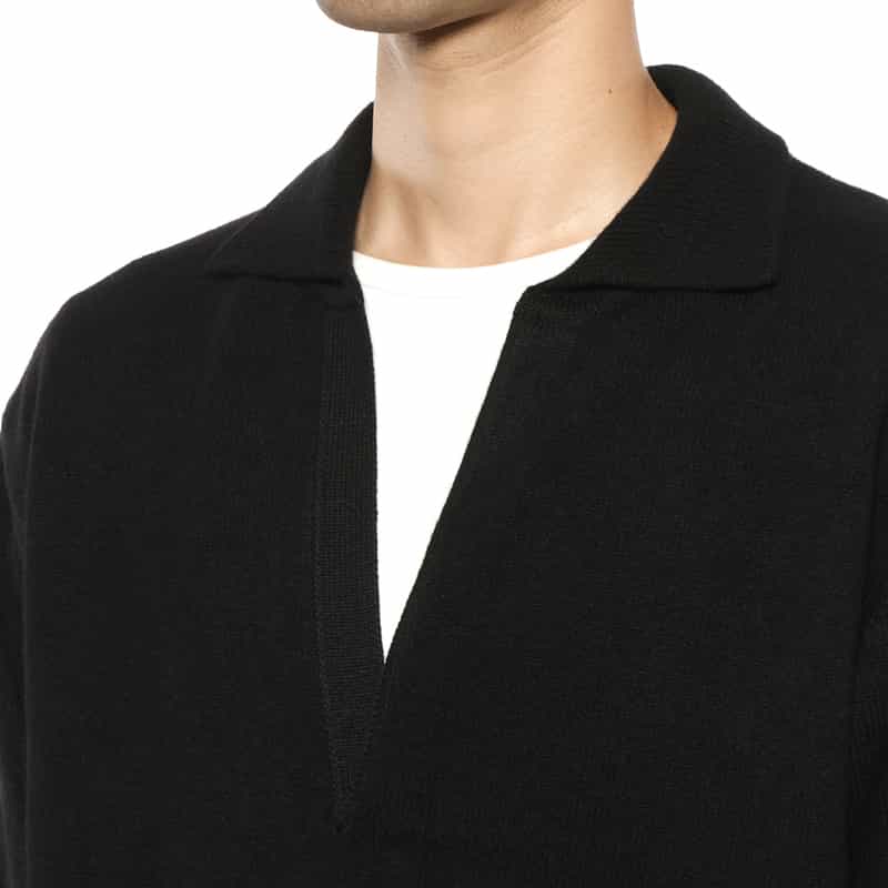 SSSTEIN SSSTEIN＜シュタイン＞ ウール素材スキッパーニットプルオーバー BLACK