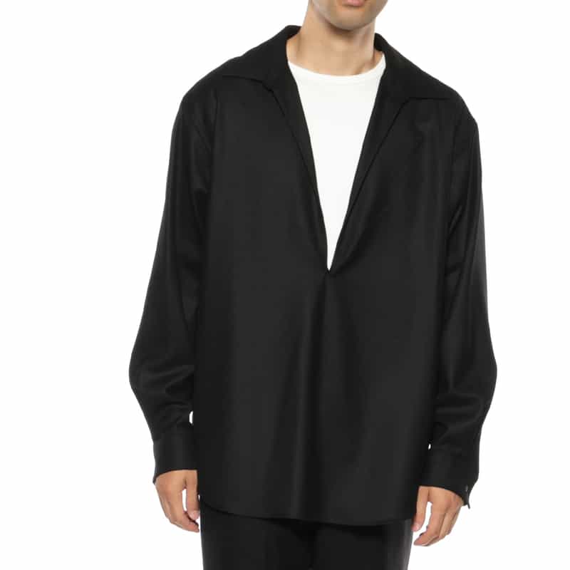 SSSTEIN SSSTEIN＜シュタイン＞ フランネル素材スキッパーシャツ BLACK