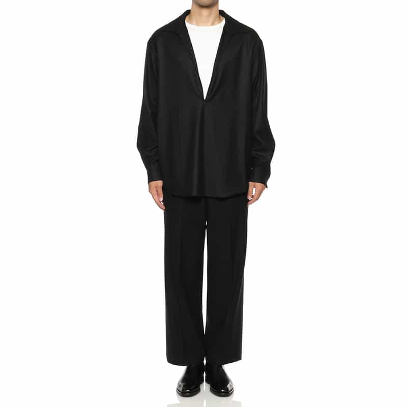 SSSTEIN SSSTEIN＜シュタイン＞ フランネル素材スキッパーシャツ BLACK