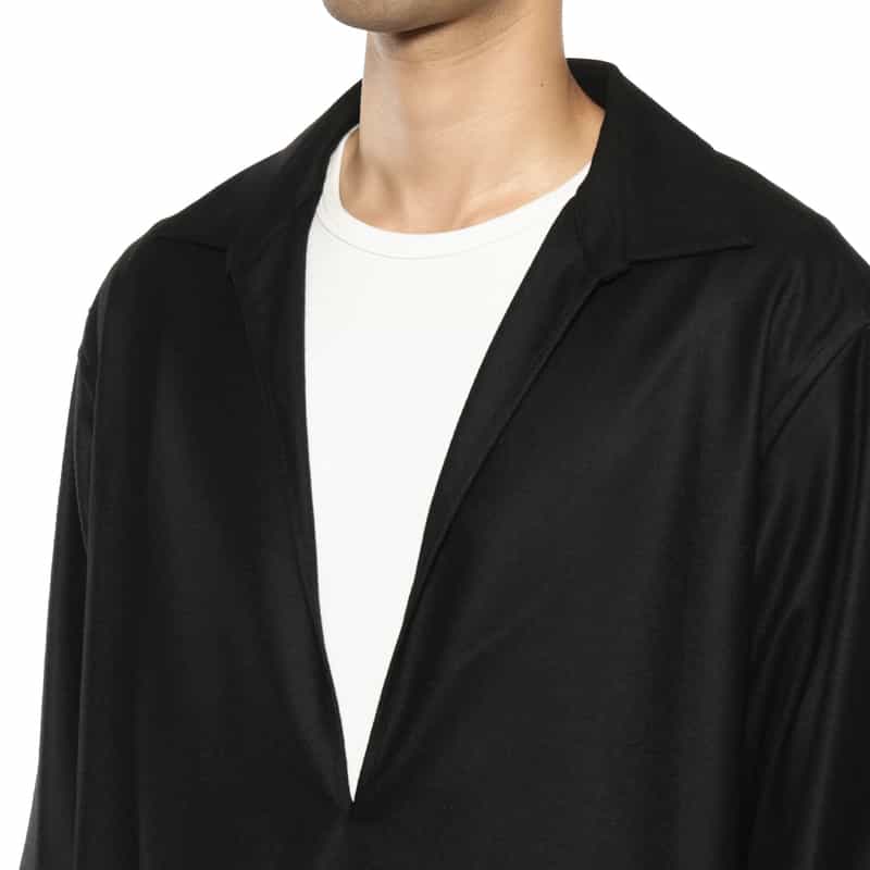 SSSTEIN SSSTEIN＜シュタイン＞ フランネル素材スキッパーシャツ BLACK