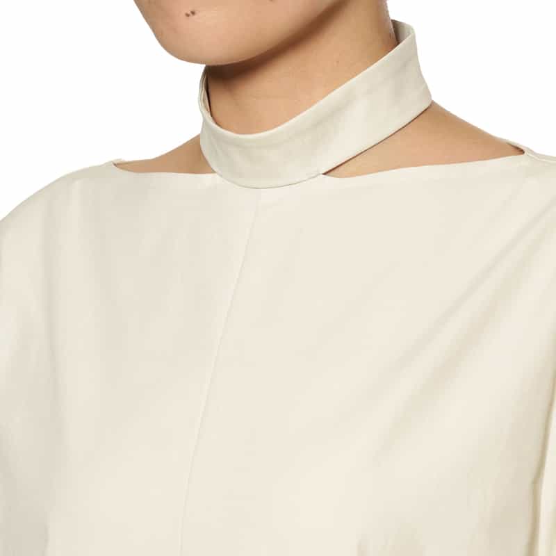 BARNEYS NEW YORK リボンスリーブ フレアヘムドレス BEIGE