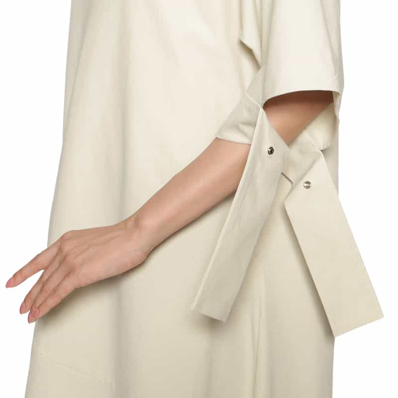 BARNEYS NEW YORK リボンスリーブ フレアヘムドレス BEIGE