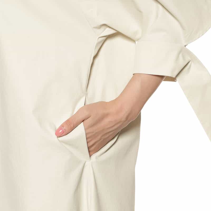 BARNEYS NEW YORK リボンスリーブ フレアヘムドレス BEIGE