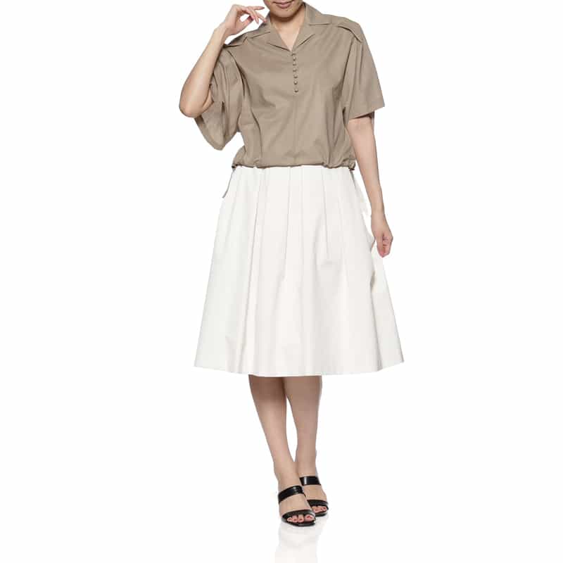 BARNEYS NEW YORK ウォッシャブル ウエストドローコード付きブラウス BEIGE