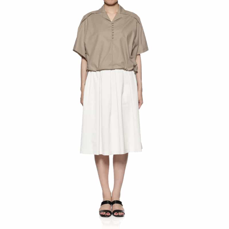 BARNEYS NEW YORK ウォッシャブル ウエストドローコード付きブラウス BEIGE