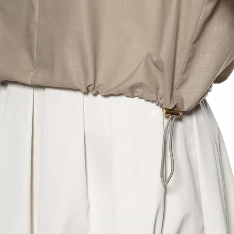 BARNEYS NEW YORK ウォッシャブル ウエストドローコード付きブラウス BEIGE