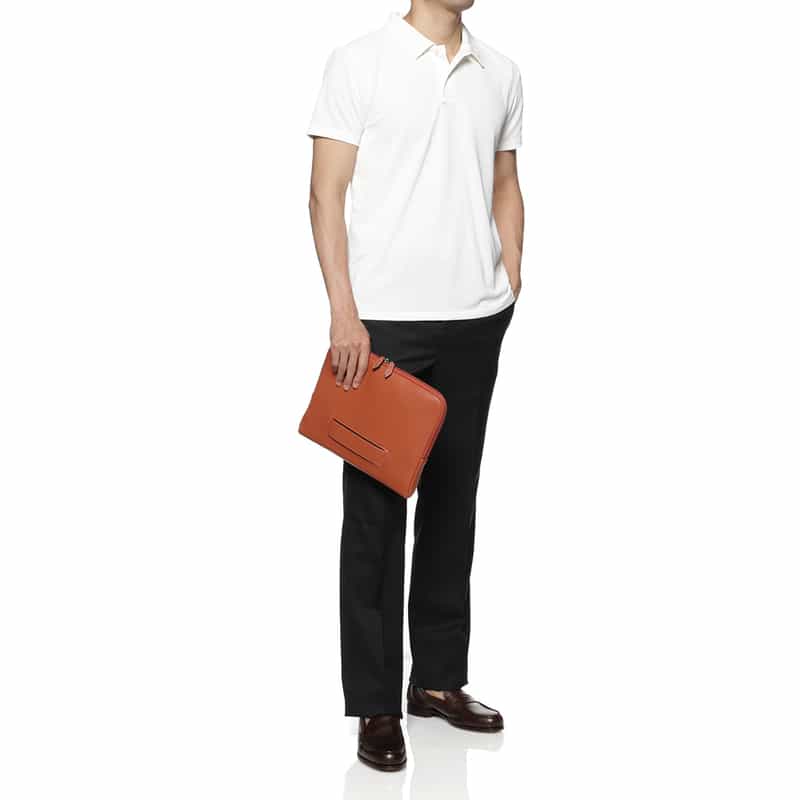 BARNEYS NEW YORK レザークラッチバッグ ORANGE