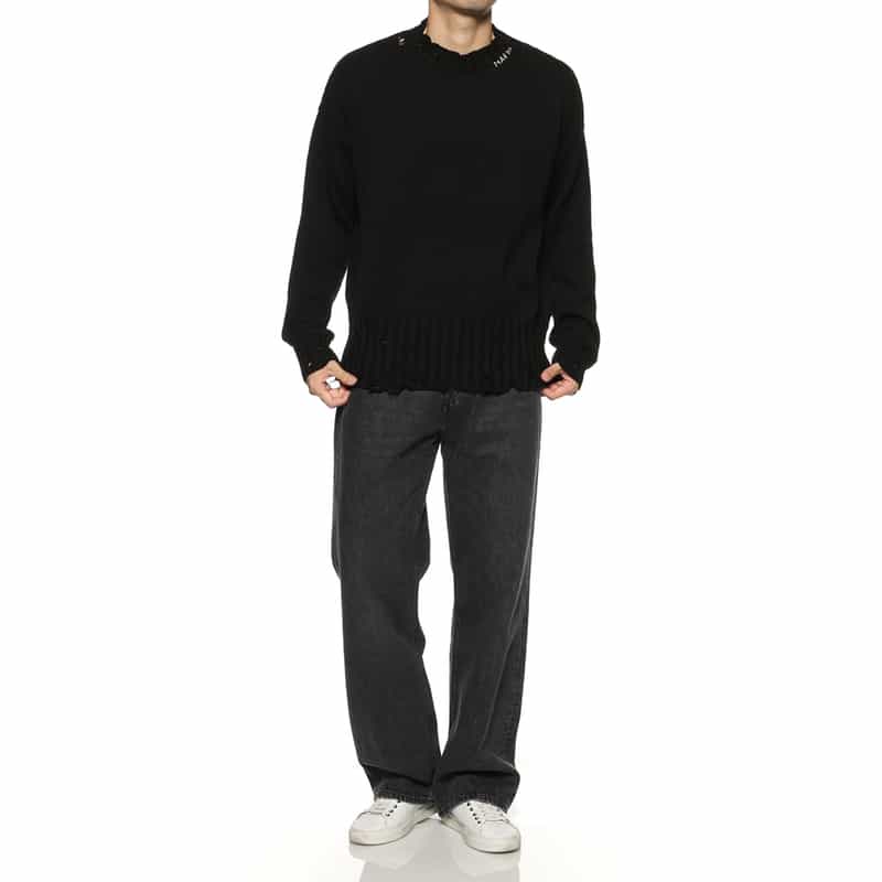 MARNI MARNI＜マルニ＞ ロゴ刺繍入りニットプルオーバー BLACK