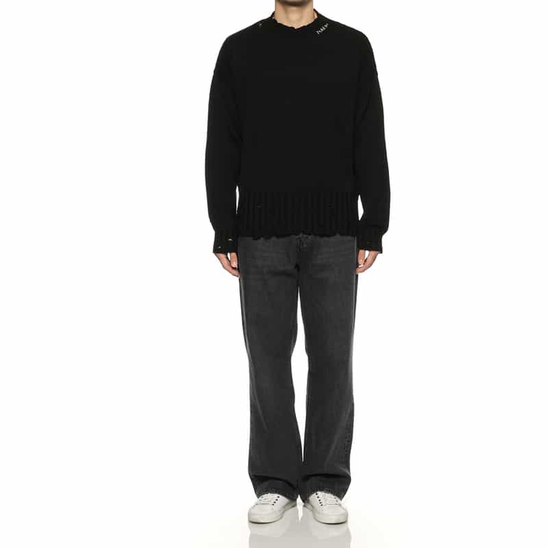 MARNI MARNI＜マルニ＞ ロゴ刺繍入りニットプルオーバー BLACK