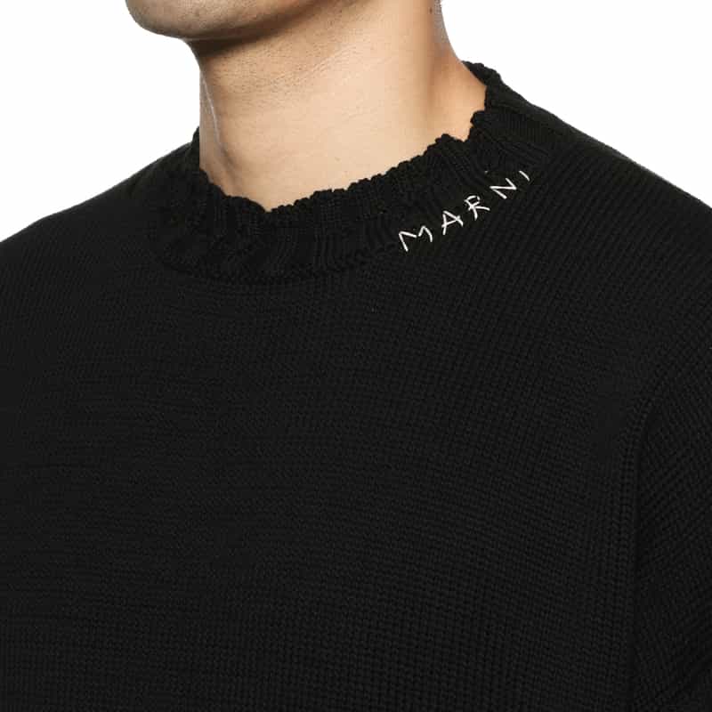 MARNI MARNI＜マルニ＞ ロゴ刺繍入りニットプルオーバー BLACK