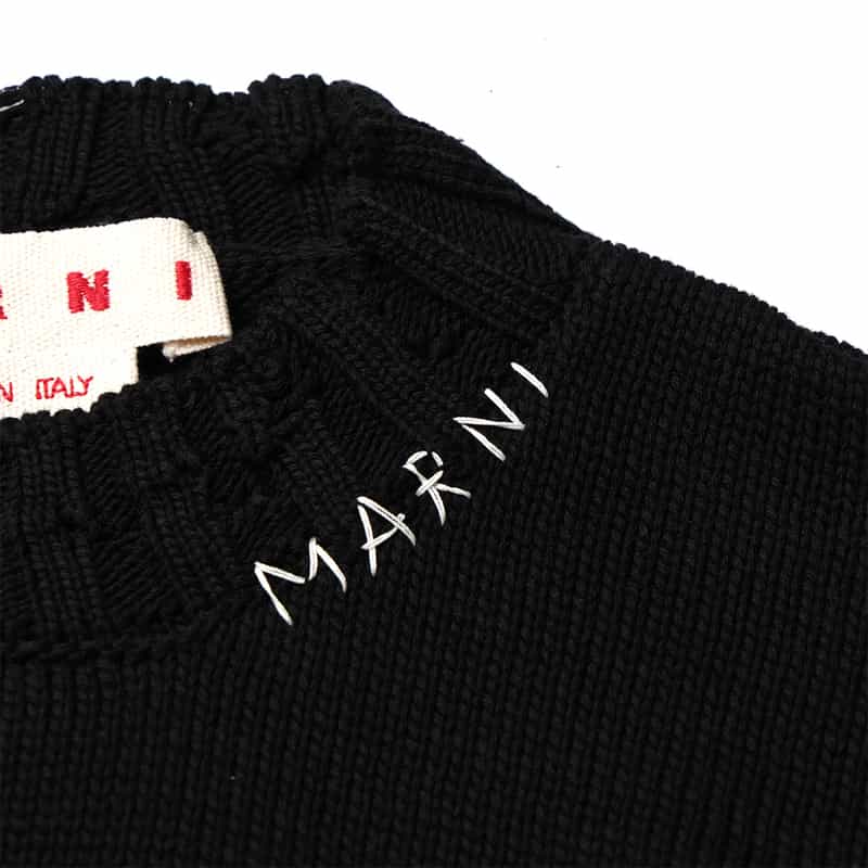 MARNI MARNI＜マルニ＞ ロゴ刺繍入りニットプルオーバー BLACK