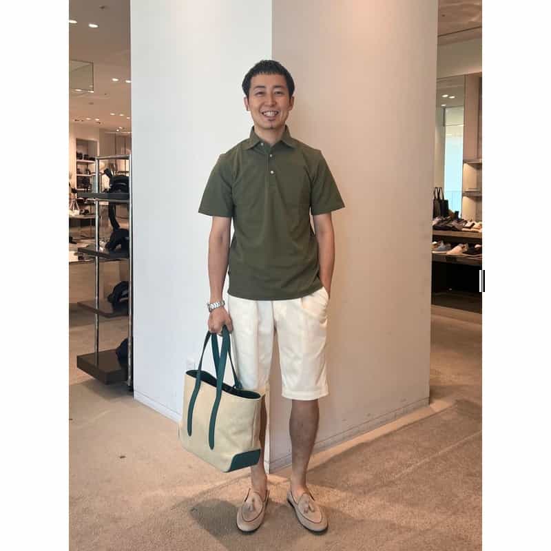 BARNEYS NEW YORK ウォッシャブル タック入りショートパンツ OFF WHITE