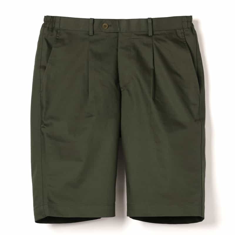BARNEYS NEW YORK ウォッシャブル タック入りショートパンツ KHAKI