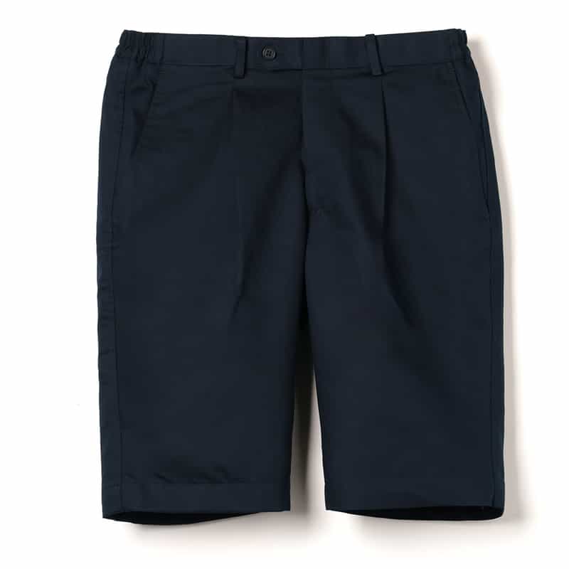 BARNEYS NEW YORK ウォッシャブル タック入りショートパンツ NAVY