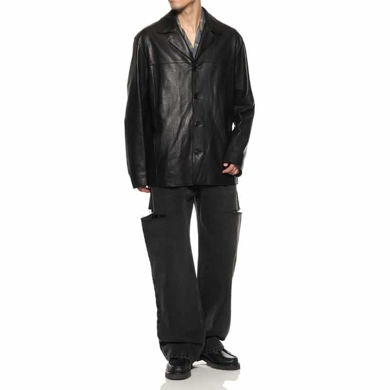 YOKE YOKE＜ヨーク＞ レザーカージャケット BLACK