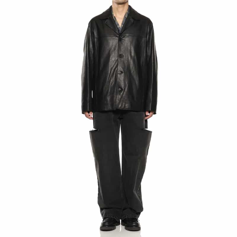 YOKE YOKE＜ヨーク＞ レザーカージャケット BLACK