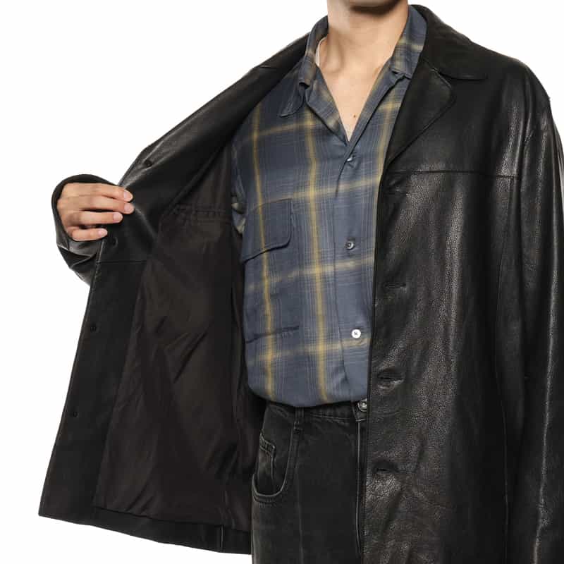 YOKE YOKE＜ヨーク＞ レザーカージャケット BLACK