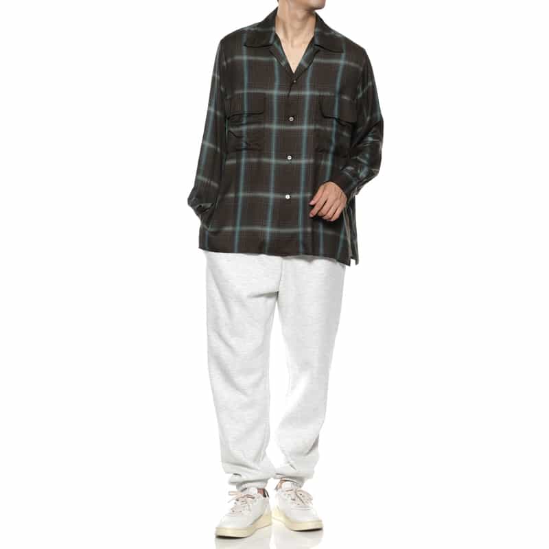 YOKE YOKE＜ヨーク＞ チェック柄オープンシャツ BROWN