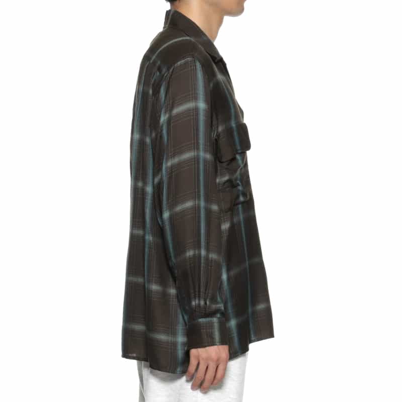 YOKE YOKE＜ヨーク＞ チェック柄オープンシャツ BROWN