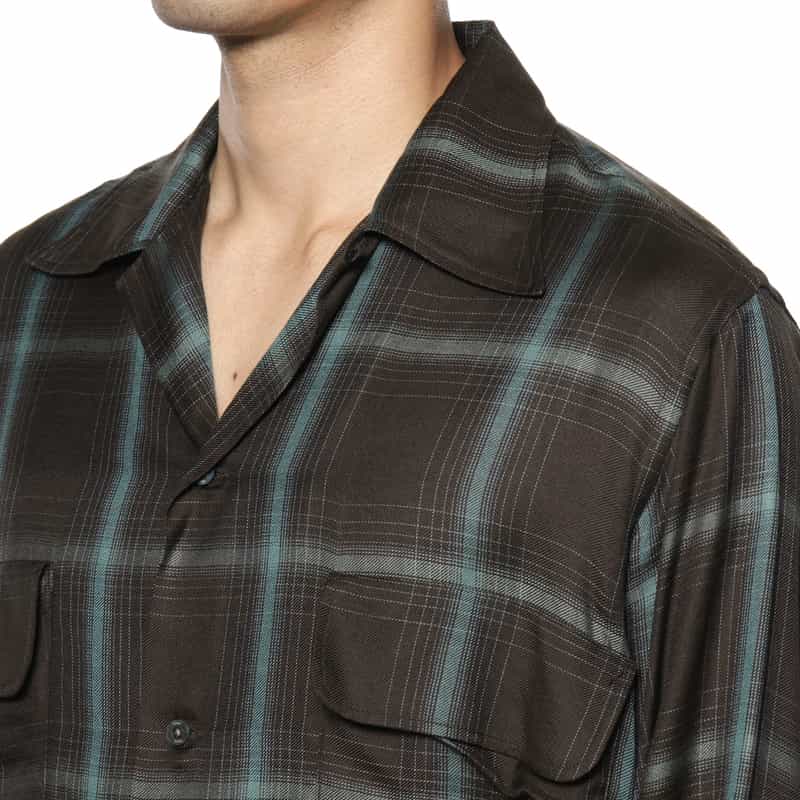 YOKE YOKE＜ヨーク＞ チェック柄オープンシャツ BROWN