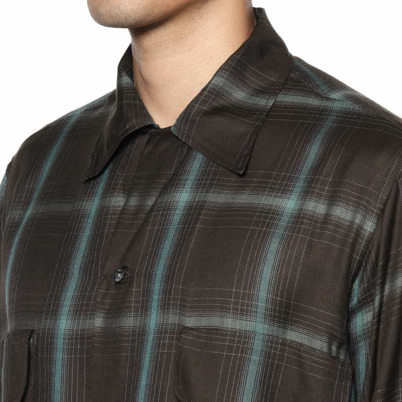 YOKE YOKE＜ヨーク＞ チェック柄オープンシャツ BROWN