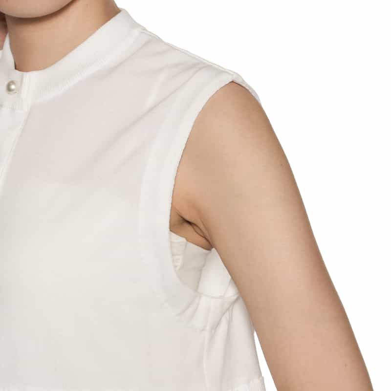 BARNEYS NEW YORK ウォッシャブル ノースリーブ異素材コンビネーションカーディガン WHITE