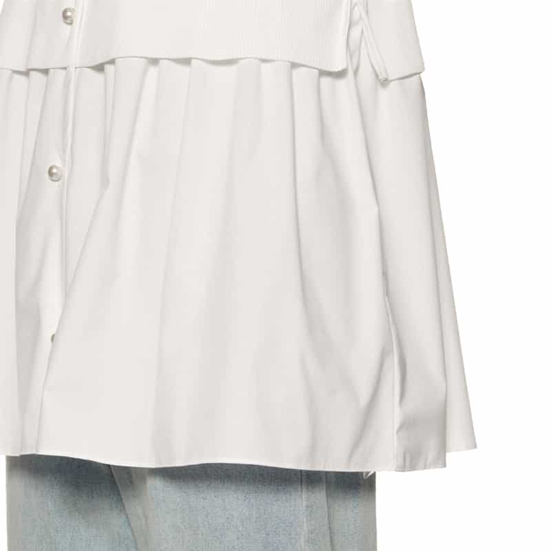 BARNEYS NEW YORK ウォッシャブル ノースリーブ異素材コンビネーションカーディガン WHITE