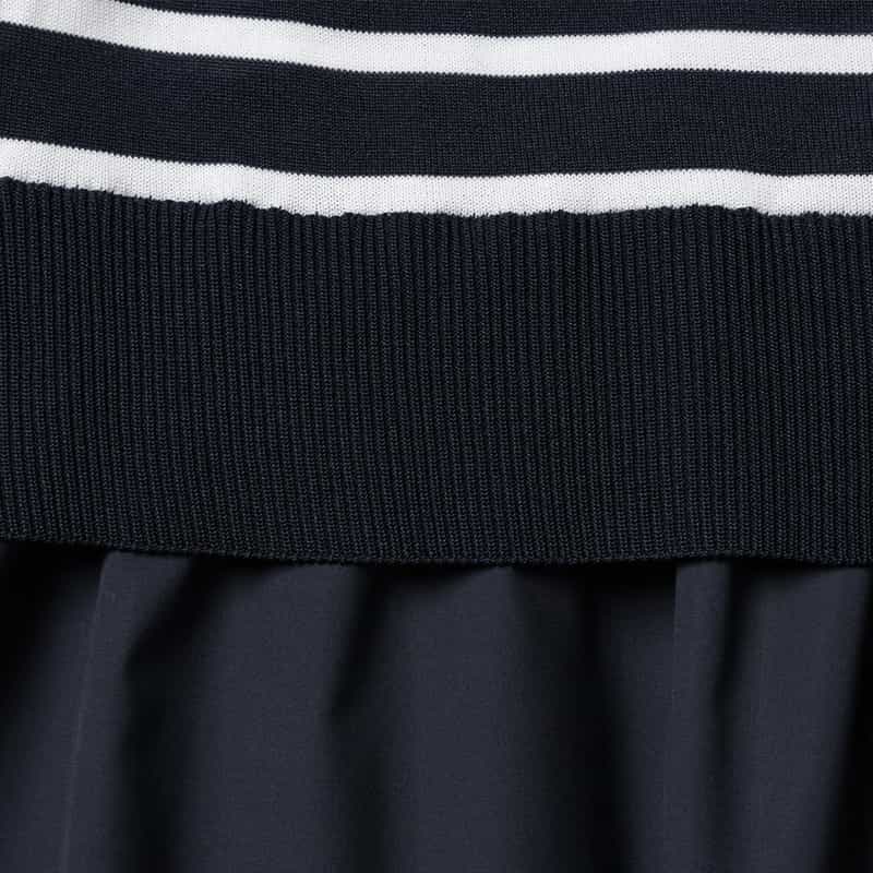 BARNEYS NEW YORK ウォッシャブル ノースリーブ異素材コンビネーションカーディガン NAVY