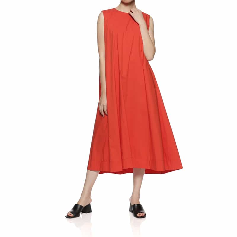 BARNEYS NEW YORK ウォッシャブル Aラインドレス ORANGE