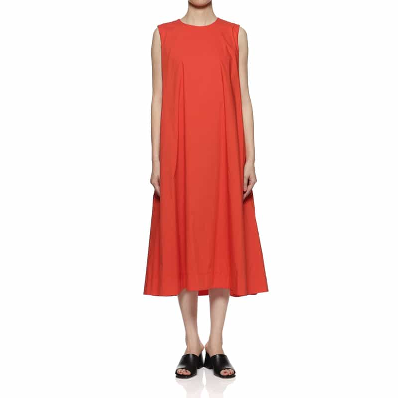 BARNEYS NEW YORK ウォッシャブル Aラインドレス ORANGE