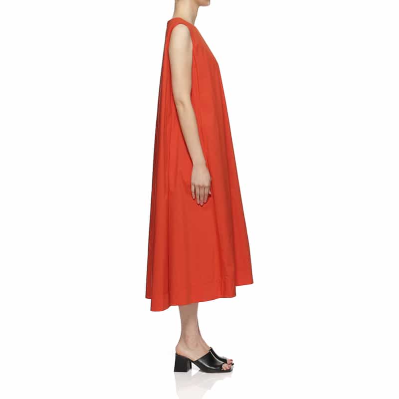 BARNEYS NEW YORK ウォッシャブル Aラインドレス ORANGE