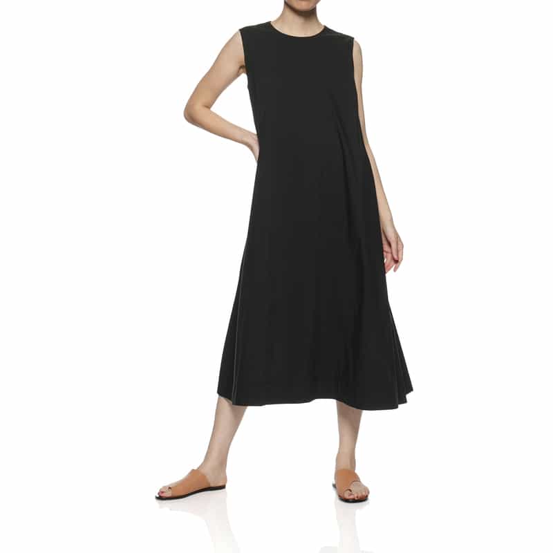 BARNEYS NEW YORK ウォッシャブル Aラインドレス BLACK