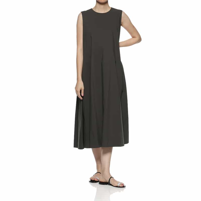 BARNEYS NEW YORK ウォッシャブル Aラインドレス DARK GRAY