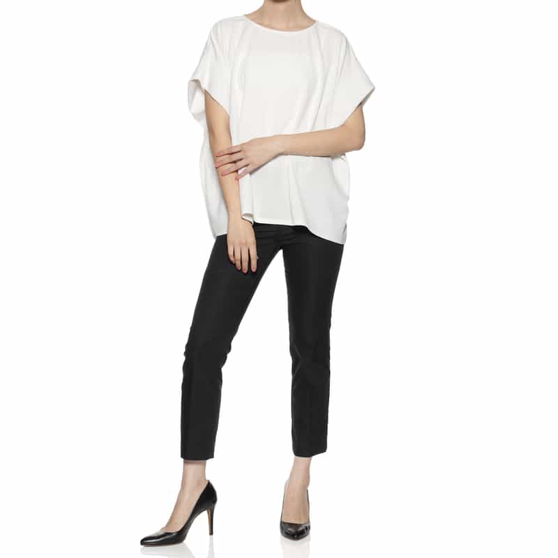 BARNEYS NEW YORK ウォッシャブル タックスリーブカットソー OFF WHITE