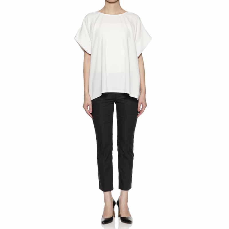 BARNEYS NEW YORK ウォッシャブル タックスリーブカットソー OFF WHITE