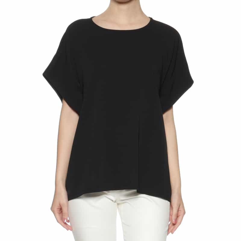 BARNEYS NEW YORK ウォッシャブル タックスリーブカットソー BLACK