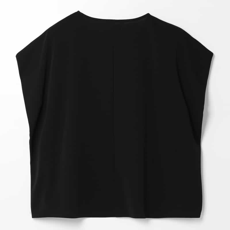 BARNEYS NEW YORK ウォッシャブル タックスリーブカットソー BLACK