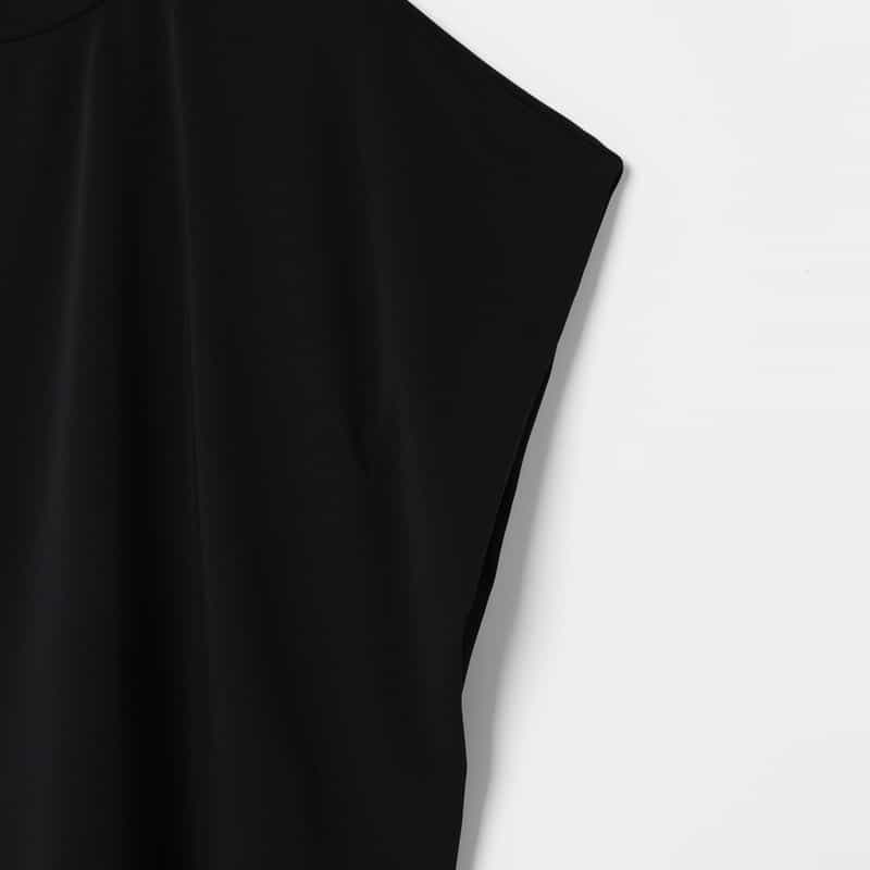 BARNEYS NEW YORK ウォッシャブル タックスリーブカットソー BLACK