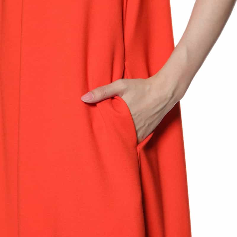 BARNEYS NEW YORK ウォッシャブル ポンチ素材切替ギャザードレス ORANGE