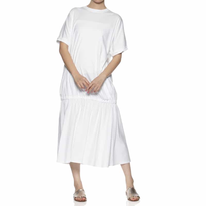 BARNEYS NEW YORK ウォッシャブル ギャザーカットソードレス WHITE