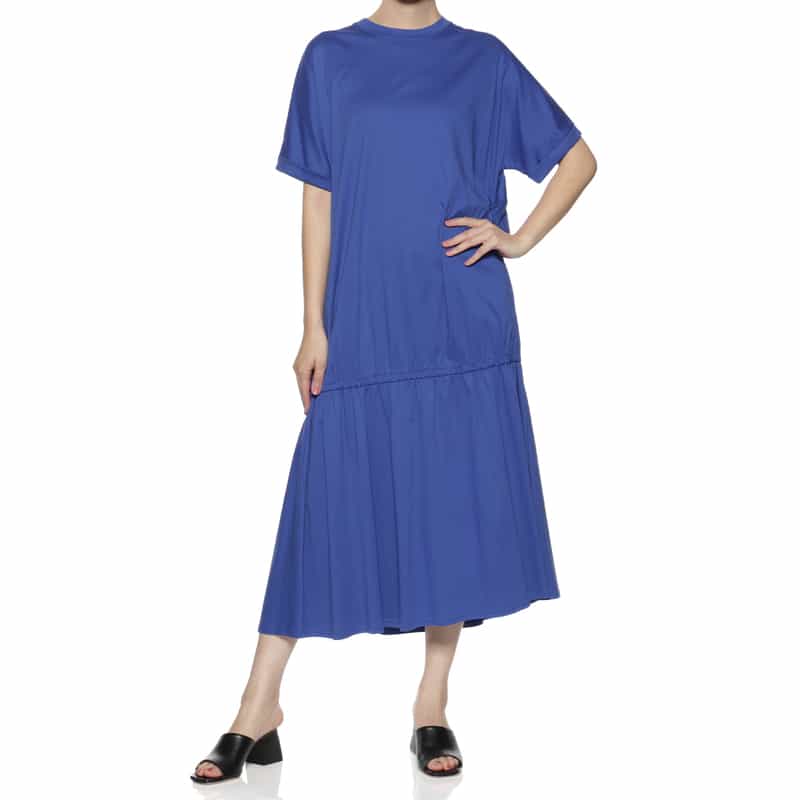 BARNEYS NEW YORK ウォッシャブル ギャザーカットソードレス BLUE