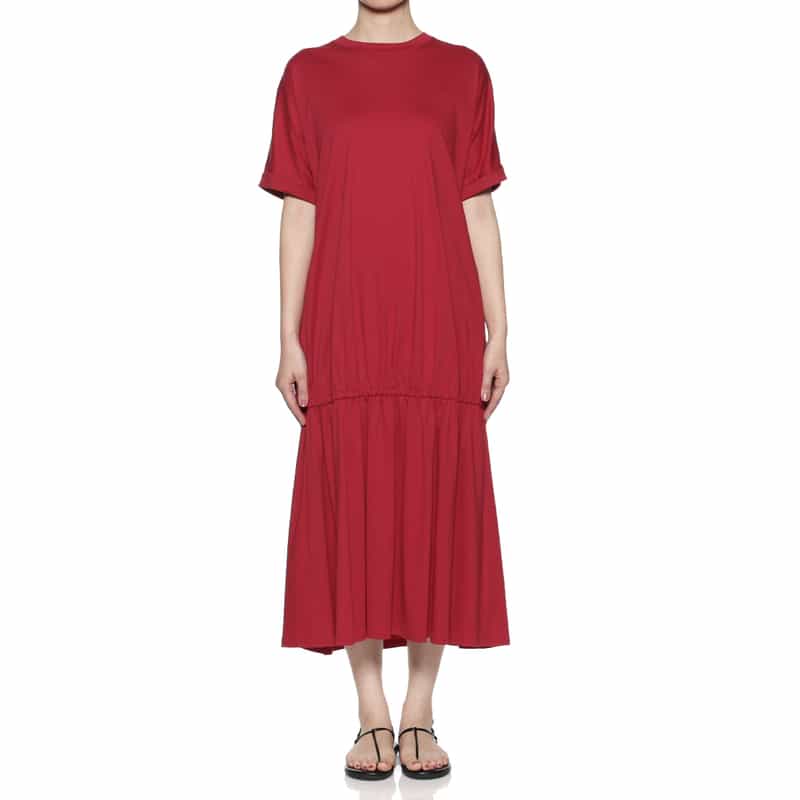 BARNEYS NEW YORK ウォッシャブル ギャザーカットソードレス RED